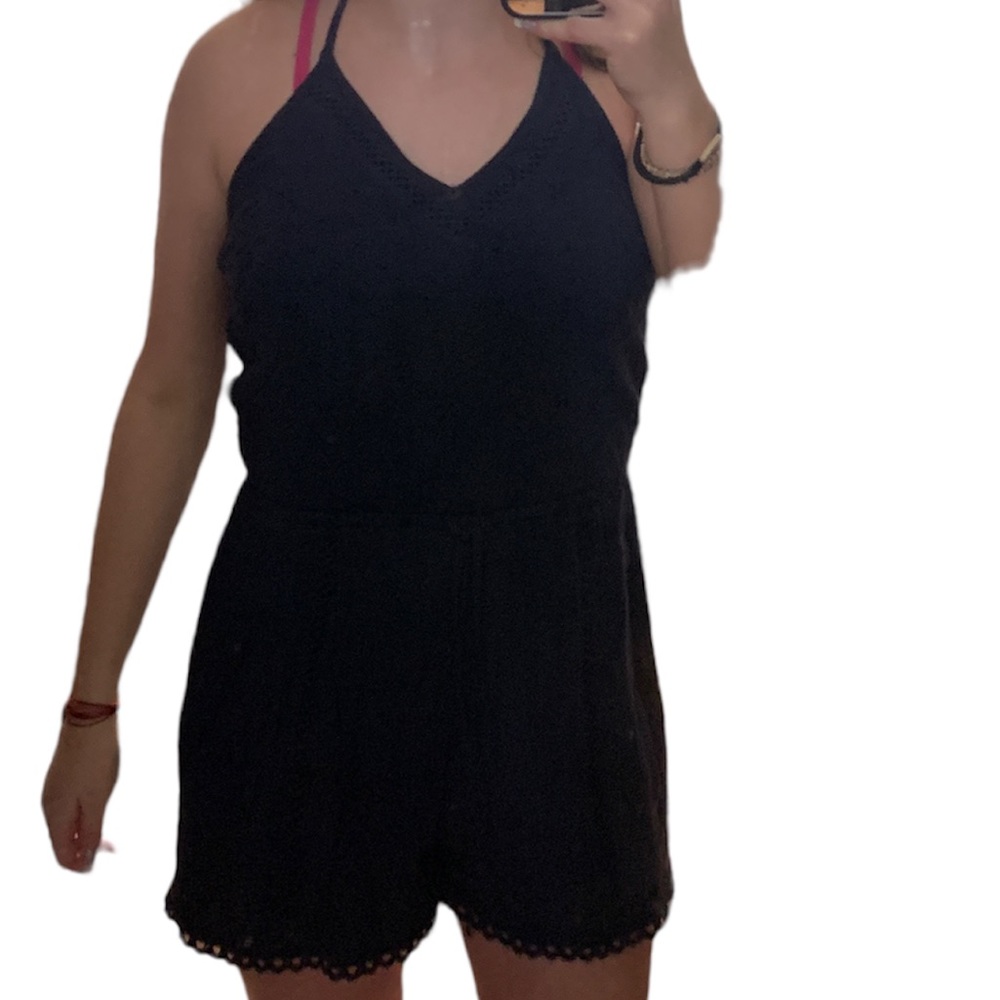 Hollister Navy Blue Halted Neck Romper
